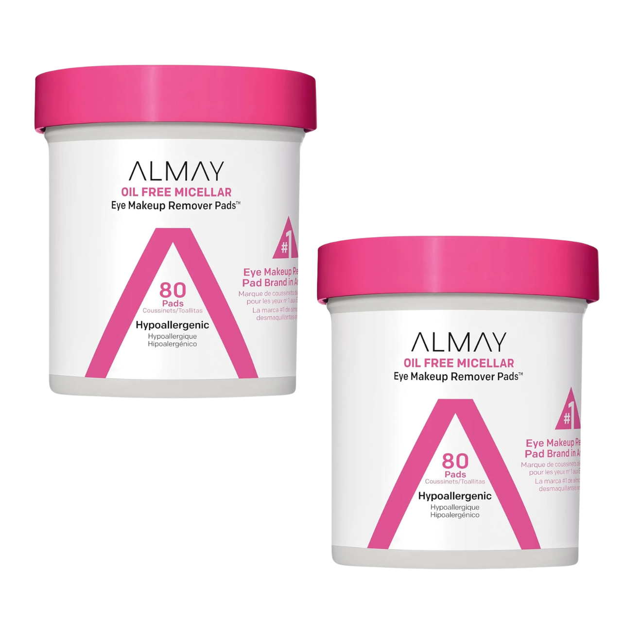 Almay Biodegradable Oil Free Micellar Eye Makeup Remover Pads, 80 ct (2-Pack)