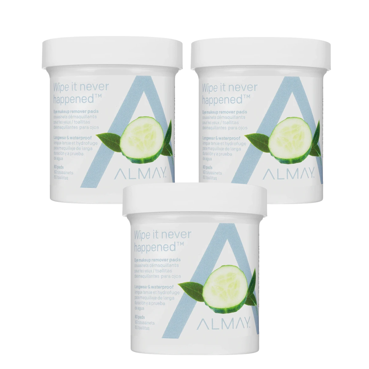 Almay Longwear & Waterproof Eye Makeup Remover Pads, 80 ct (3-Pack)