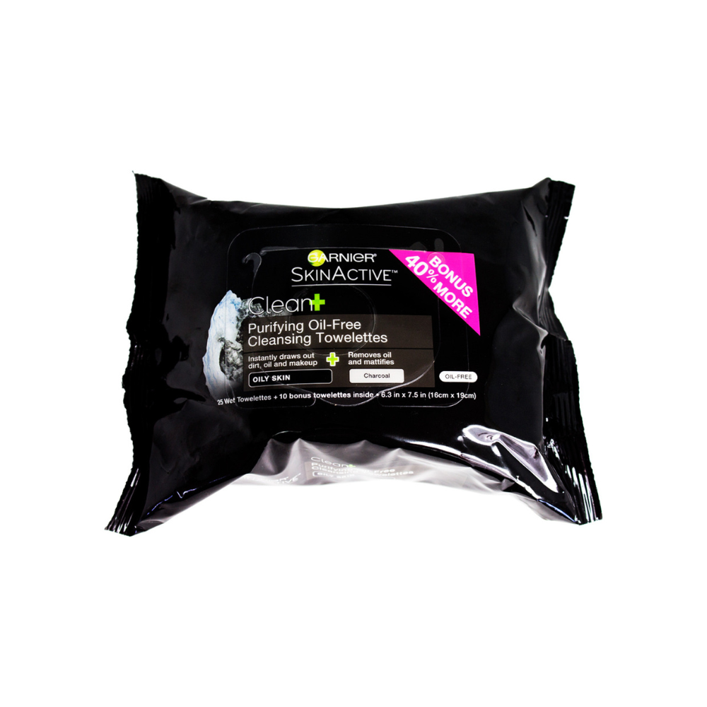 Garnier SkinActive Clean+ Purifying Oil-Free Cleansing Towelettes, 35 count