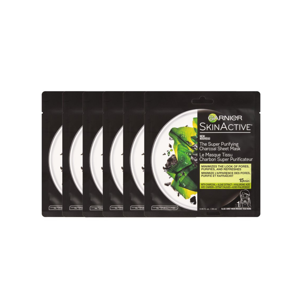 Garnier SkinActive Super-Purifying Charcoal Sheet Mask 6-Pack
