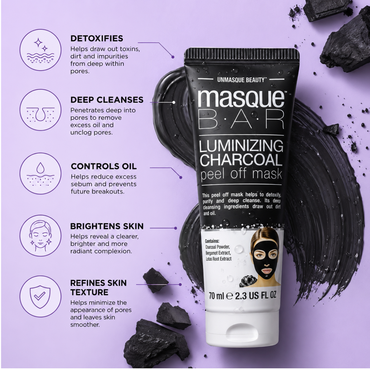 Masque Bar Luminizing Charcoal Peel Off Mask 2.3 fl oz