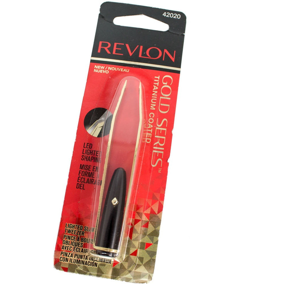 Gold Series Titanium Coated Lighted Slant Tweezer - Revlon