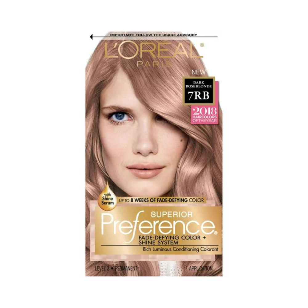 Loreal Superior Preference Fade Defying Color + Shine System 7RB Dark Rose Blonde