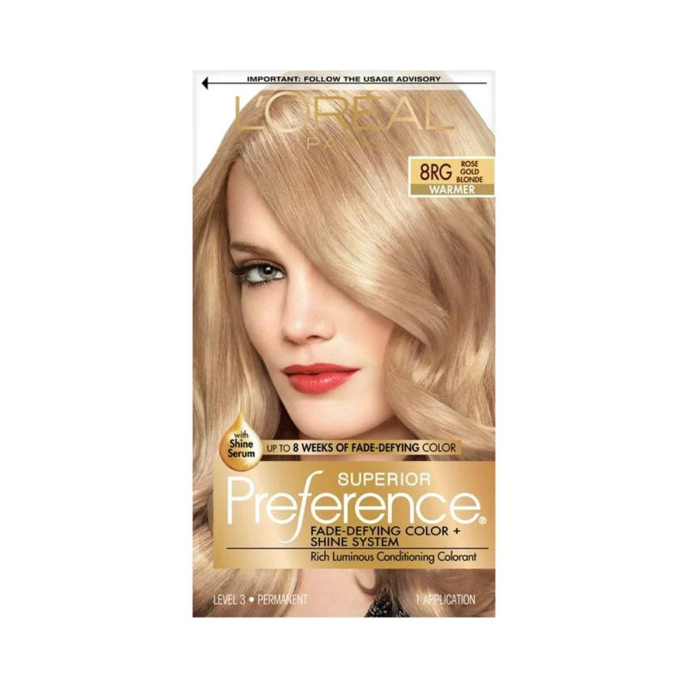 Loreal Superior Preference Fade Defying Color + Shine System 8RG Rose Gold Blonde