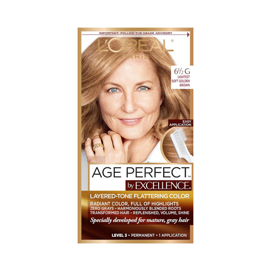 Loreal Excellence Age Perfect Layered-Tone Flattering Color Haircolor 6.5G Lightest Soft Golden Brown