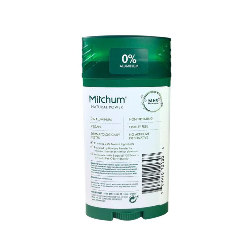 Mitchum Men Natural Power Invisible Solid Aluminum Free Deodorant, Cedarwood 2.7 oz