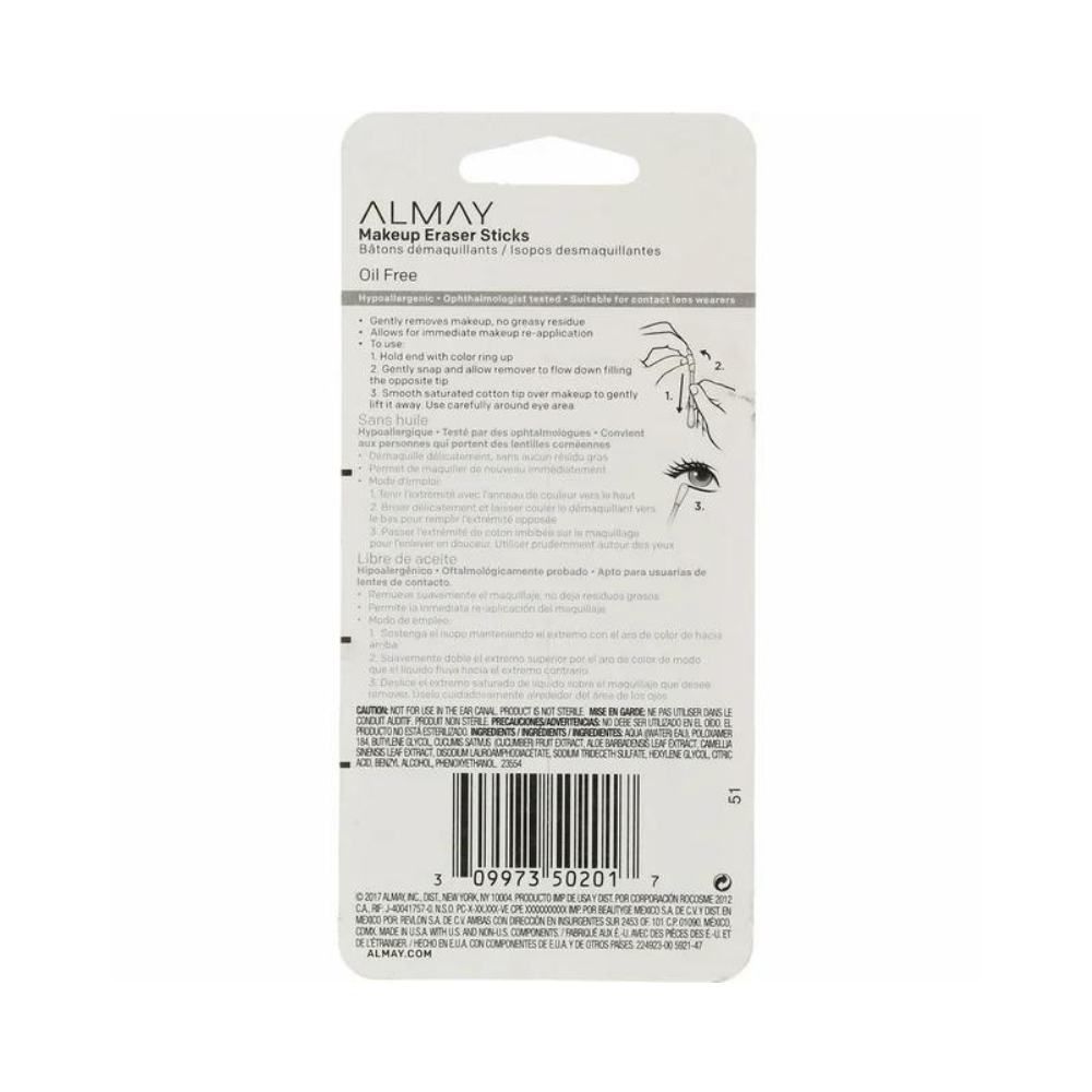 Almay Oil-Free Makeup Eraser Sticks, 24 Count (4-Pack)