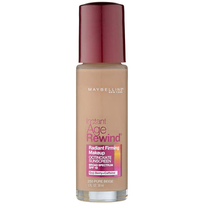 Maybelline New York Instant Age Rewind Radiant Firming Makeup, SPF 18, 1 fl. oz. 250 Pure Beige