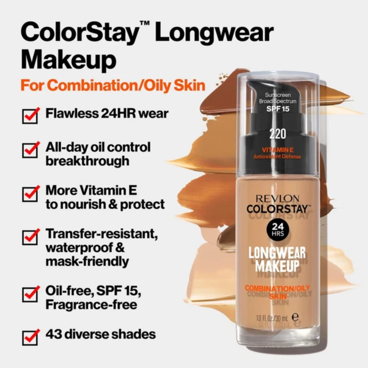 Revlon ColorStay Makeup PUMP, Combination/Oily Skin SPF 15 - 150 Buff (2-Pack)