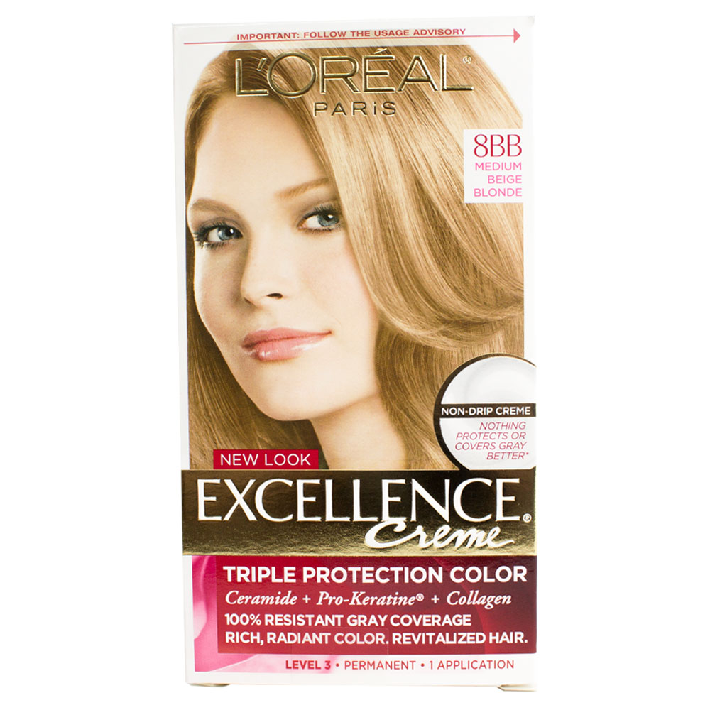 Loreal Excellence Triple Protection Color Creme Haircolor 8BB Medium Beige Blonde