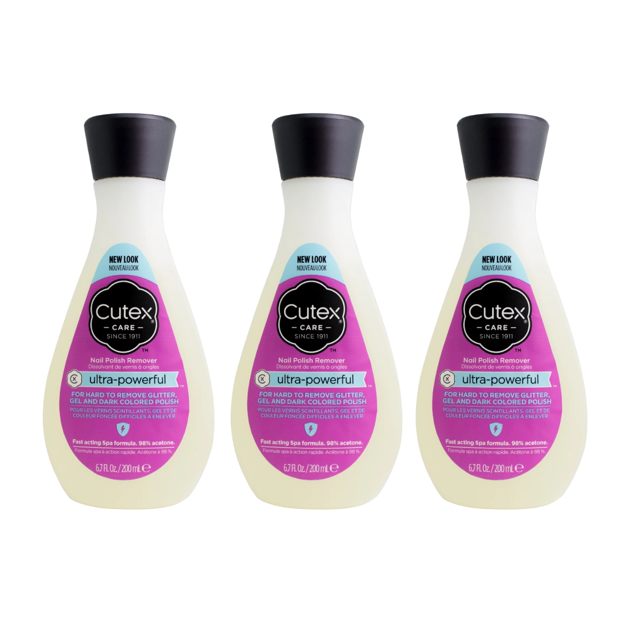 Cutex Ultra-Powerful Nail Polish Remover 6.7 fl oz (3-Pack)