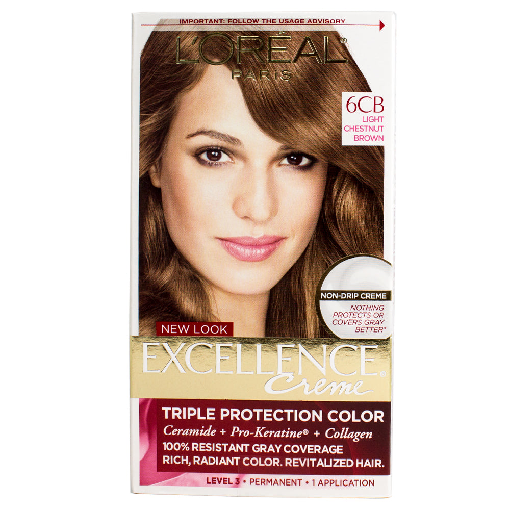 Loreal Excellence Triple Protection Color Creme Haircolor 6CB Light Chestnut Brown