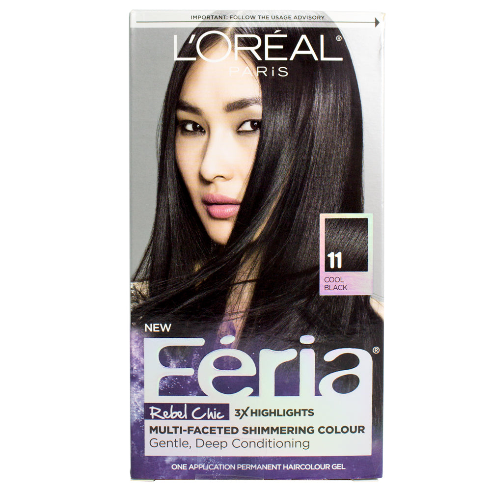 Loreal Feria High-Intensity Shimmering Color 11 Cool Black (Black Fixation)