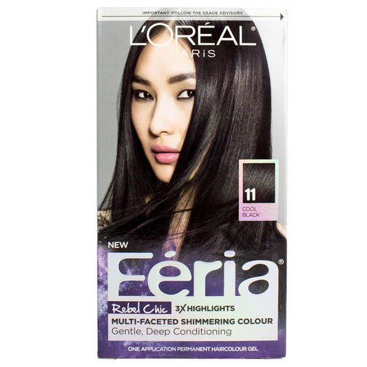 Loreal Feria High-Intensity Shimmering Color 11 Cool Black (Black Fixation)
