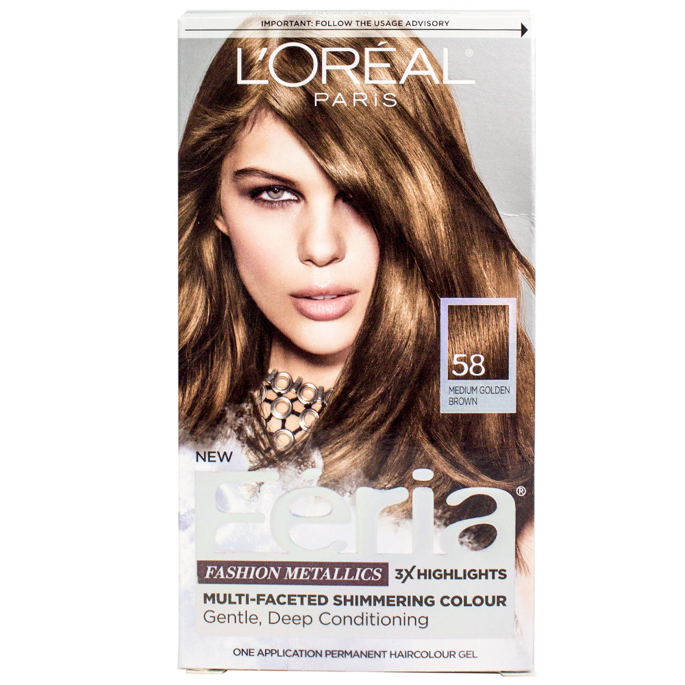 Loreal Feria High-Intensity Shimmering Color 58 Medium Golden Brown (Bronze Shimmer)