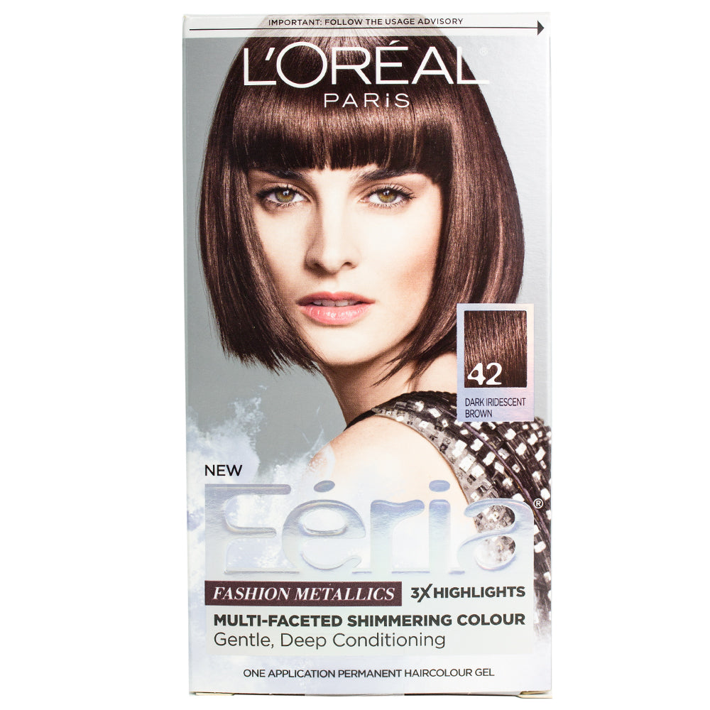 Loreal Feria High-Intensity Shimmering Color 42 Dark Iridescent Brown (Chrome Plum)