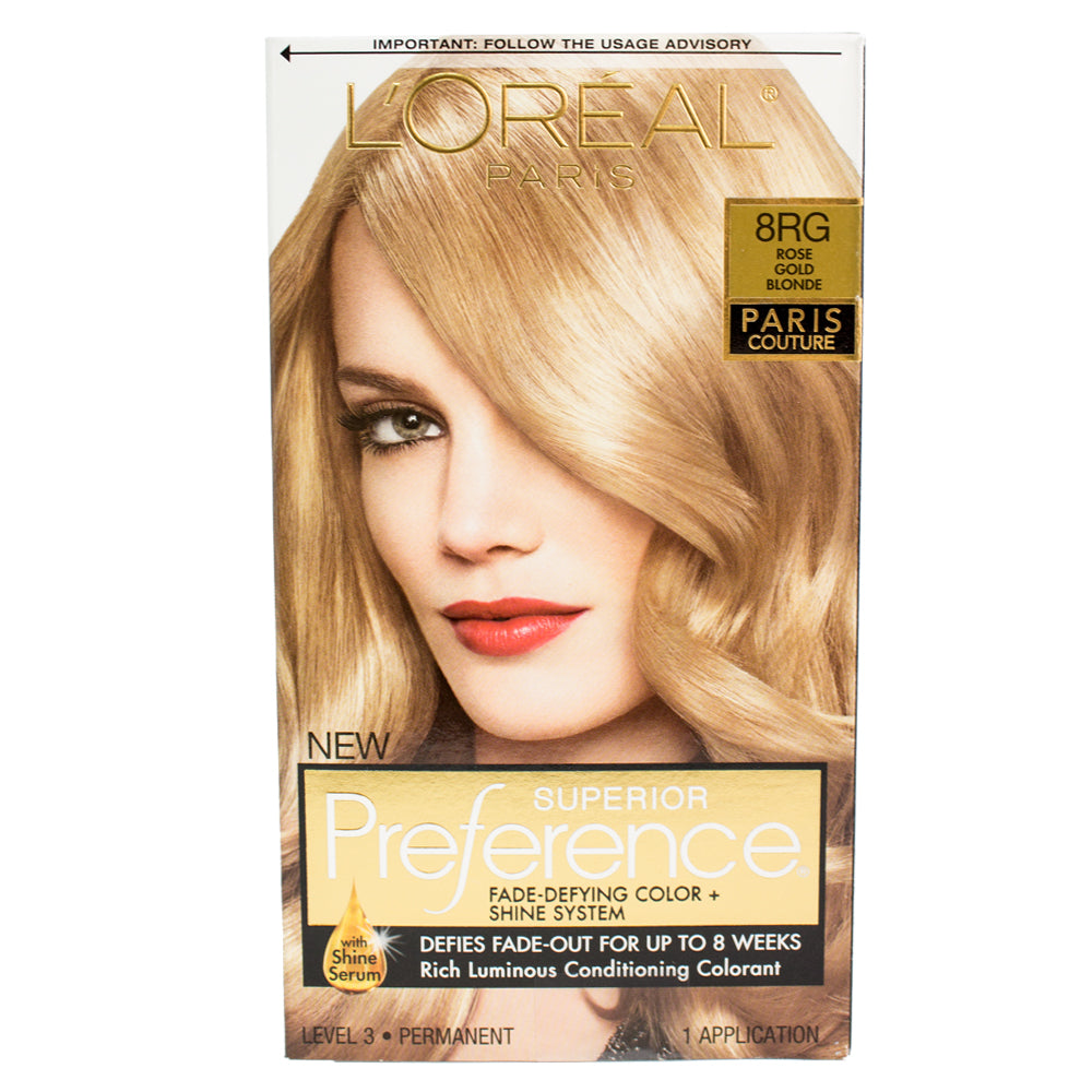 Loreal Superior Preference Fade Defying Color + Shine System 8RG Rose Gold Blonde