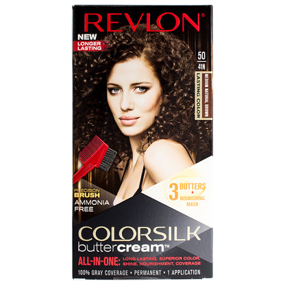 Revlon ColorSilk Buttercream All-in-One Permanent Haircolor 50 Medium Natural Brown