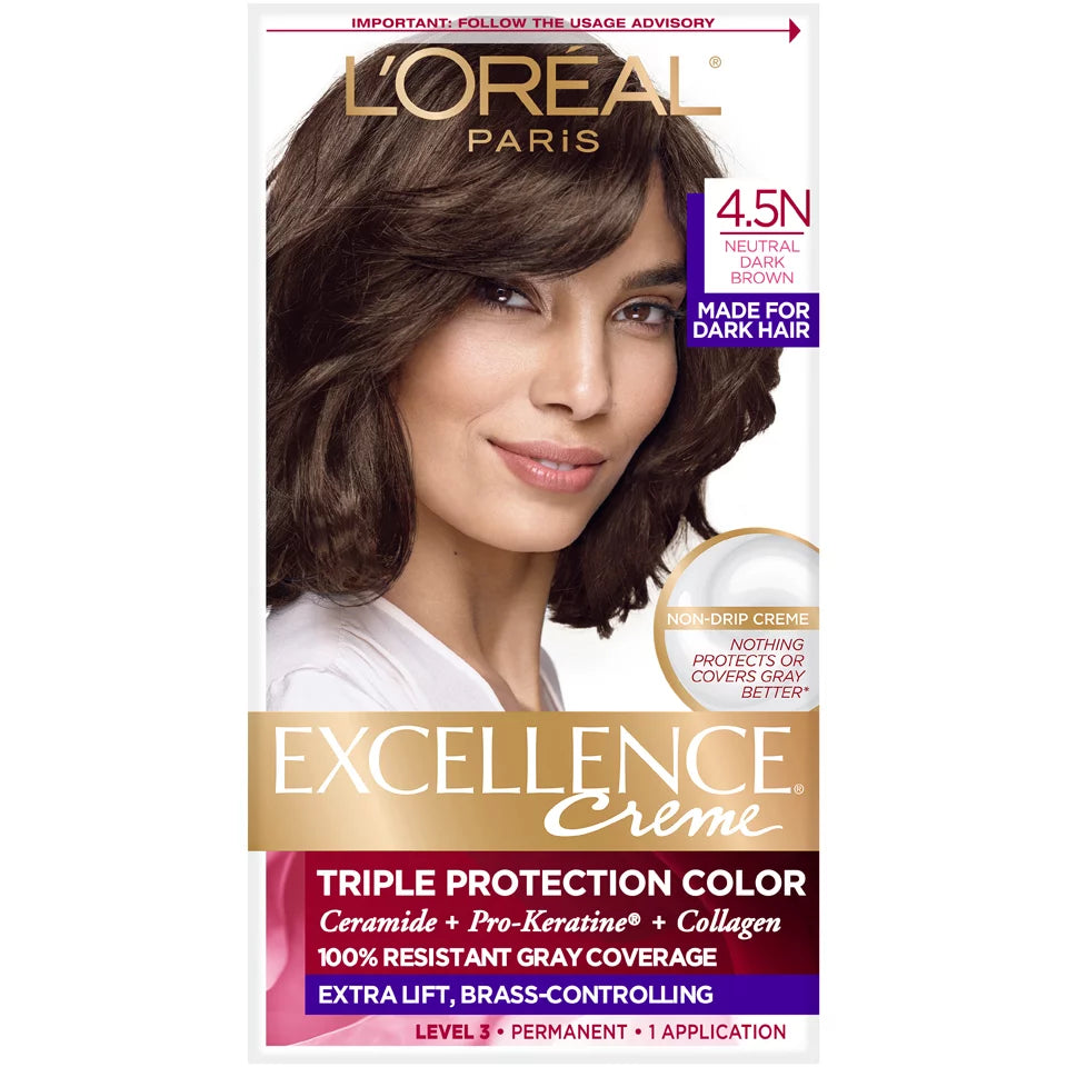 Loreal Excellence Triple Protection Color Creme Haircolor 4.5N Dark Brown
