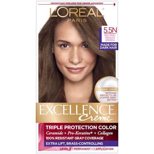 Loreal Excellence Triple Protection Color Creme Haircolor - 5.5N Neutral Brown (2-Pack)
