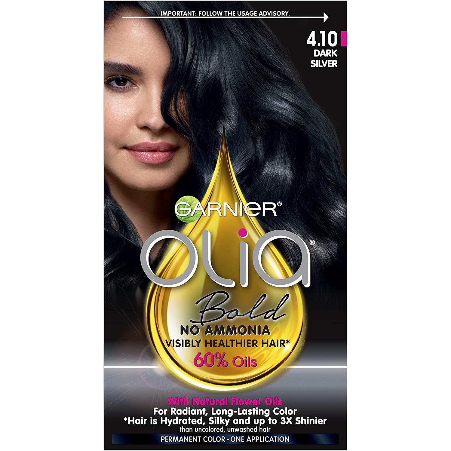 Garnier Olia Oil Powered Permanent Haircolor 4.10 Dark Silver (Bold)