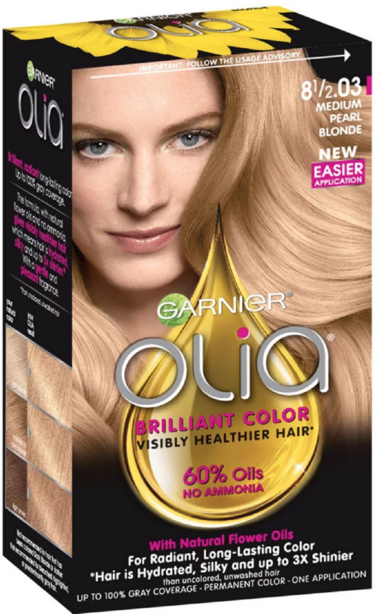 Garnier Olia Oil Powered Permanent Haircolor 8 1 2.03 Medium Pearl Blonde