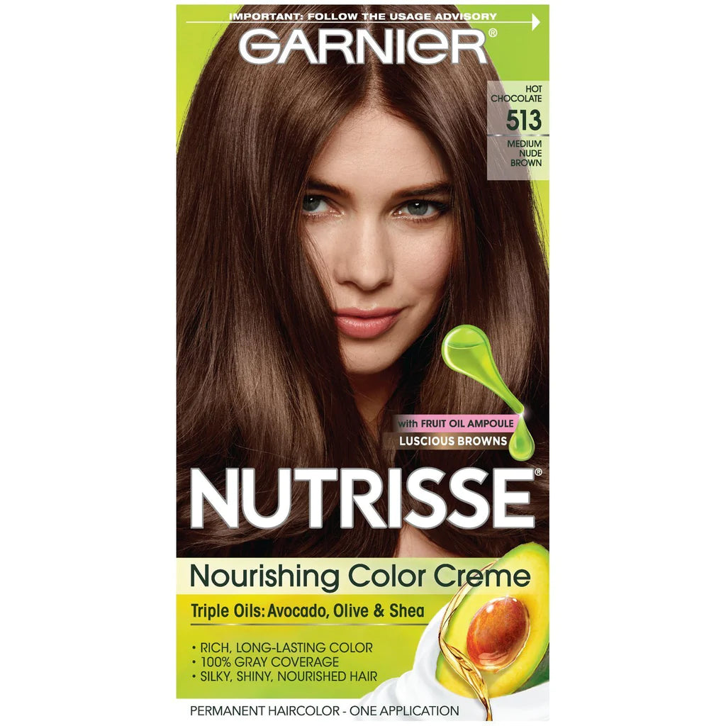 Garnier Nutrisse Nourishing Color Creme Haircolor 513 Medium Nude Brown (Hot Chocolate)