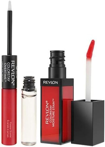 Revlon Colorstay Overtime Lipcolor 040 Forever Scarlet w/ BONUS Revlon Colorstay Moisture Stain 040 Shanghai Sizzle