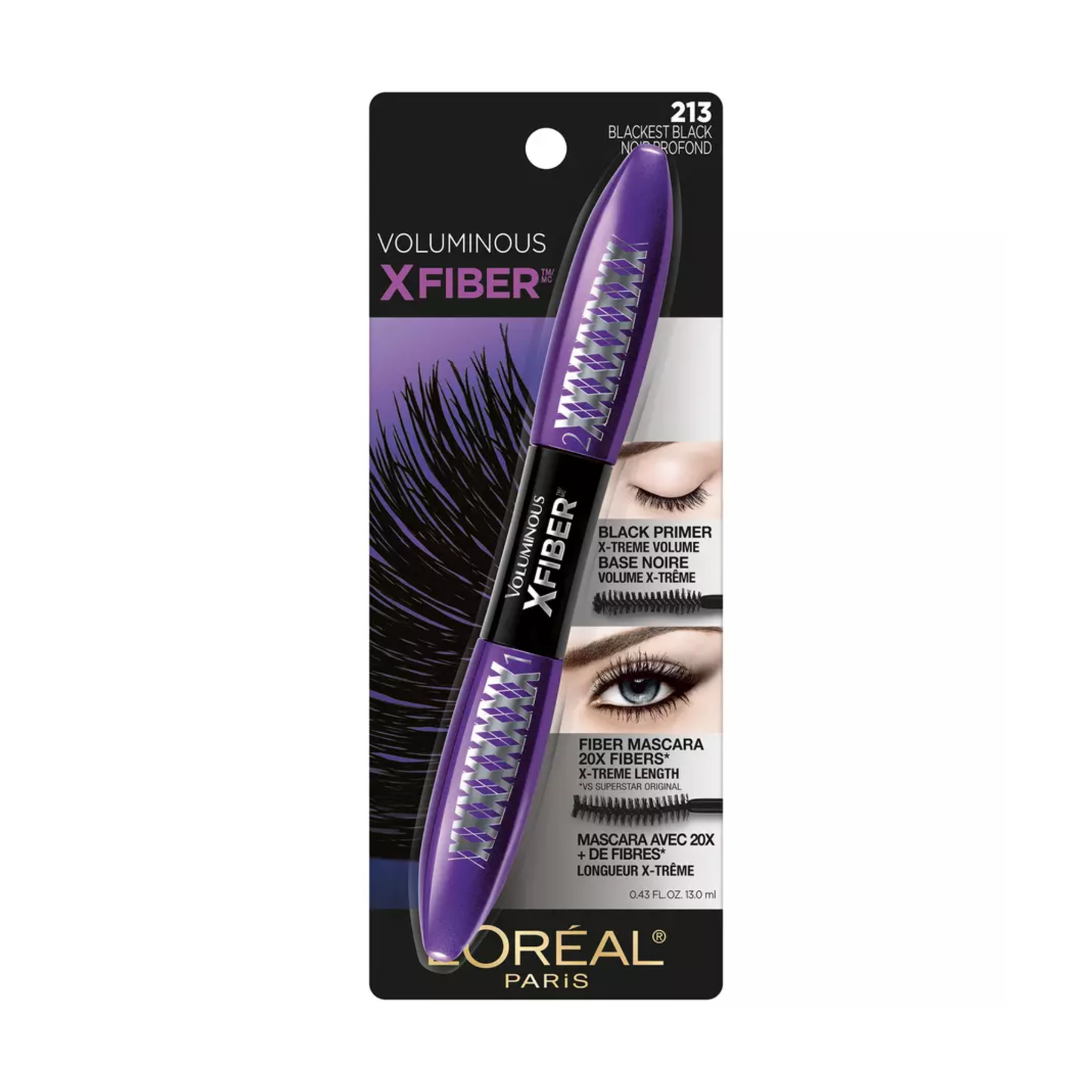 Loreal Voluminous X Fiber Mascara 213 Blackest Black