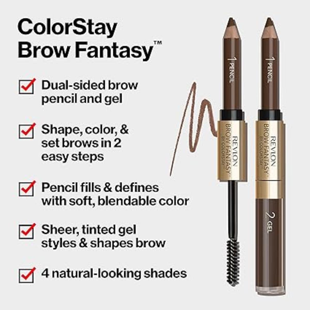 Revlon Brow Fantasy Pencil & Gel - 104 Dark Blonde (2-Pack)