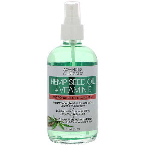 Advanced Clinicals Hemp Seed Oil + Vitamin E Micronutrient Facial Mist 8 fl oz